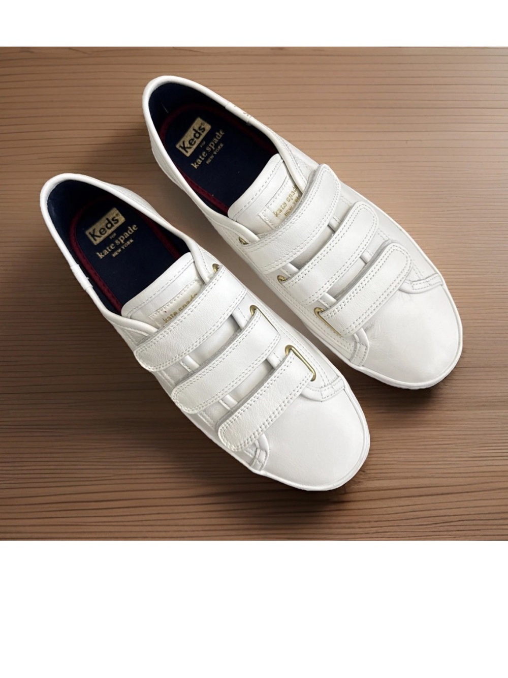 Keds x Kate Spade NY Tiebreaker White Leather Sneaker Hook/Loop Straps Sz 8